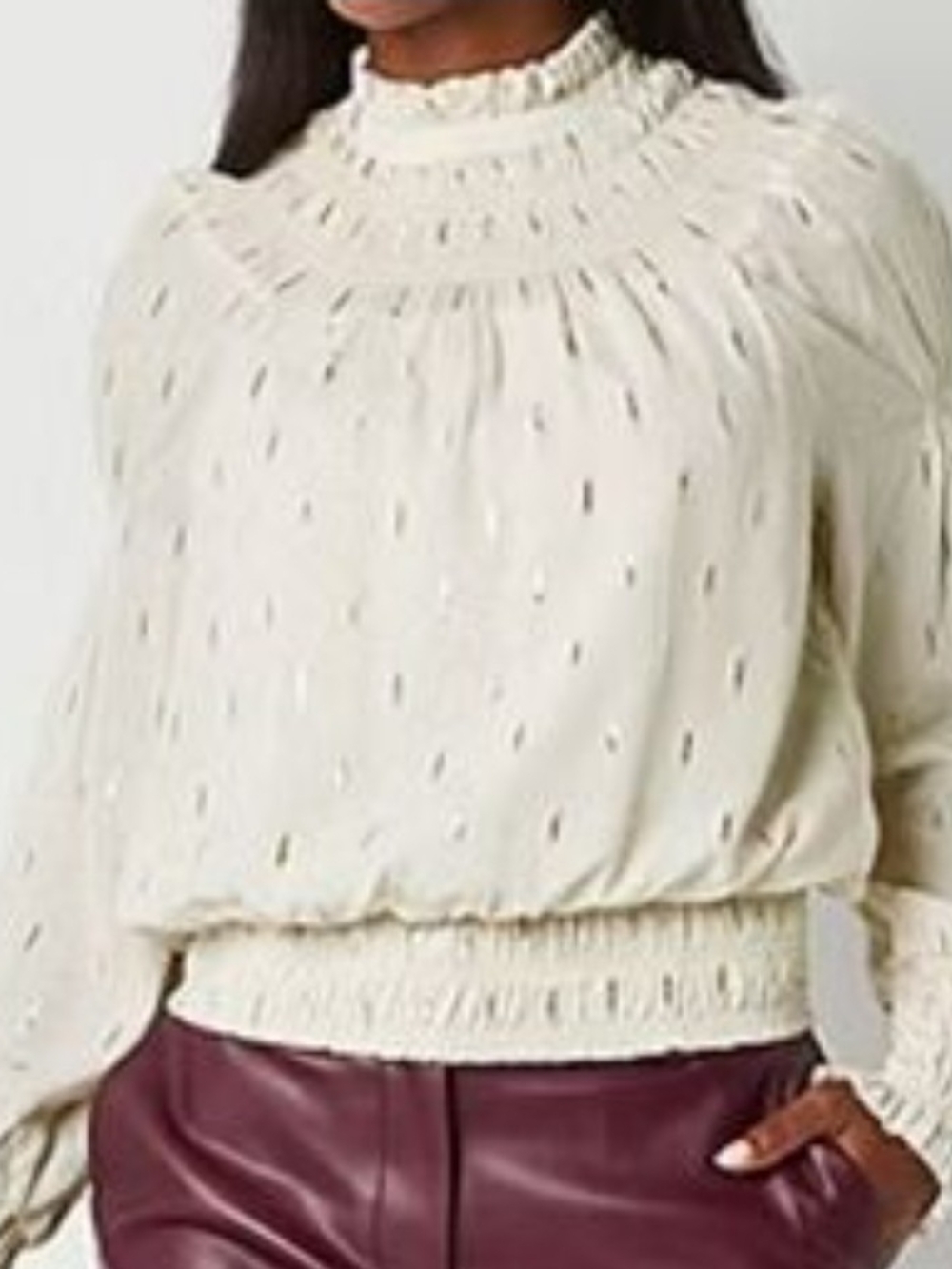 Mock-Neck Blouse Ryegrass NEW
